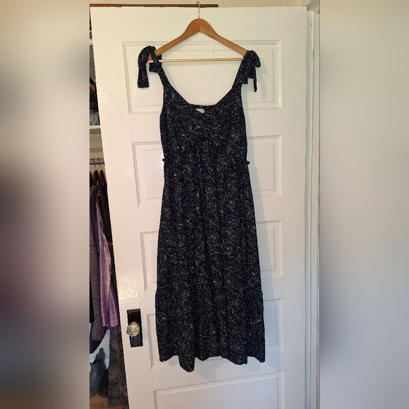 Navy Blue Tie Top Prairie Dress - Picture 1 of 5